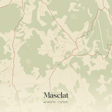 Vintage map of Masclat, France.