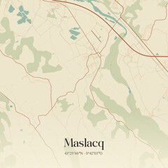 Fototapeta premium Vintage map of Maslacq, France.