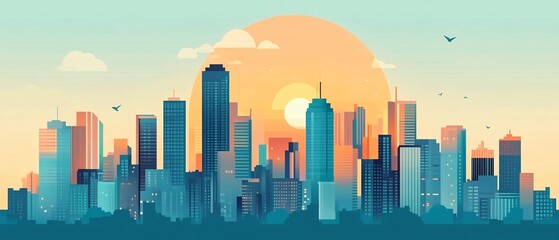 Fototapeta premium modern city skyline with vibrant tones