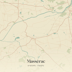 Fototapeta premium Vintage map of Massérac, France.