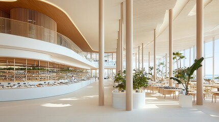 Fototapeta premium sustainable seafood marine protection. Modern interior design with natural light and greenery accents.