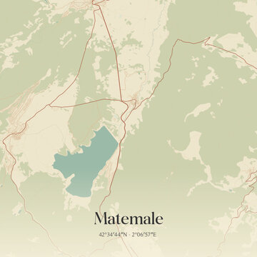 Vintage map of Matemale, France.