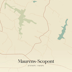 Obraz premium Vintage map of Maurens-Scopont, France.