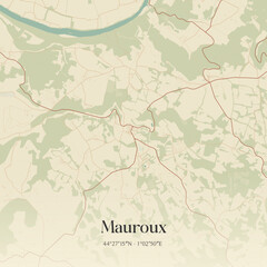 Fototapeta premium Vintage map of Mauroux, France.