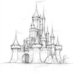 magical castle in bold sketch