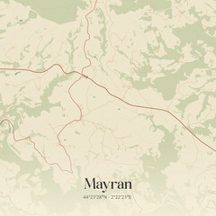 Obraz premium Vintage map of Mayran, France.