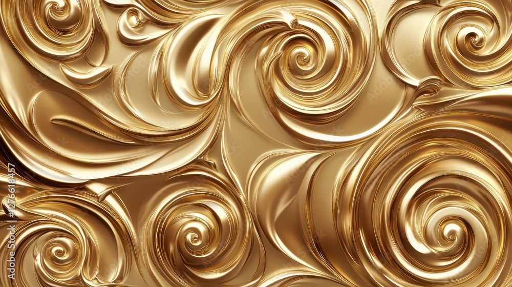 Aufkleber abstract swirling gold patterns with glossy metallic texture and elegant curves
