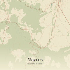 Obraz premium Vintage map of Mayres, France.