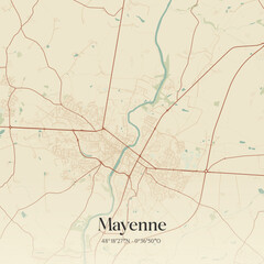 Obraz premium Vintage map of Mayenne, France.