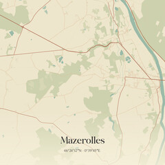 Obraz premium Vintage map of Mazerolles, France.