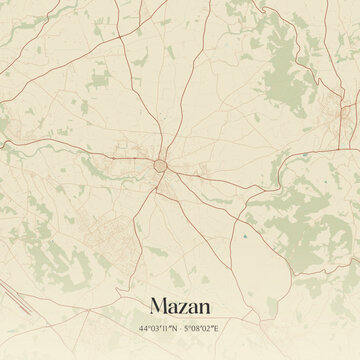 Vintage map of Mazan, France.