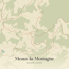 Vintage map of Meaux-la-Montagne, France.