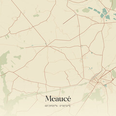 Fototapeta premium Vintage map of Meaucé, France.