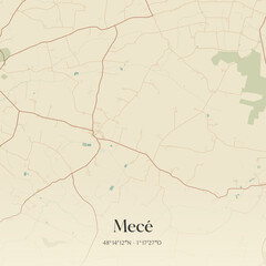 Obraz premium Vintage map of Mecé, France.