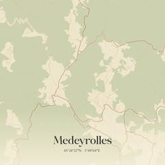 Naklejka premium Vintage map of Medeyrolles, France.