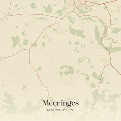 Fototapeta premium Vintage map of Mécringes, France.