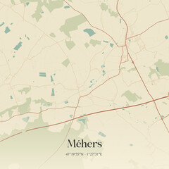 Obraz premium Vintage map of Méhers, France.