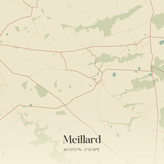 Obraz premium Vintage map of Meillard, France.