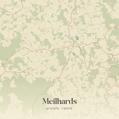 Fototapeta premium Vintage map of Meilhards, France.
