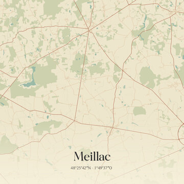 Vintage map of Meillac, France.