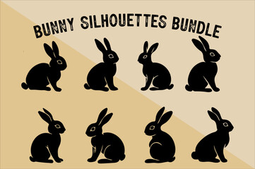 Bunny Silhouette Vector Bundle. Easter Bunny Silhouette Bundle.