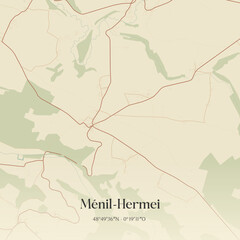 Obraz premium Vintage map of Ménil-Hermei, France.