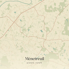 Obraz premium Vintage map of Ménetreuil, France.