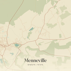 Fototapeta premium Vintage map of Menneville, France.