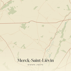 Fototapeta premium Vintage map of Merck-Saint-Liévin, France.