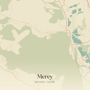 Vintage map of Merey, France.