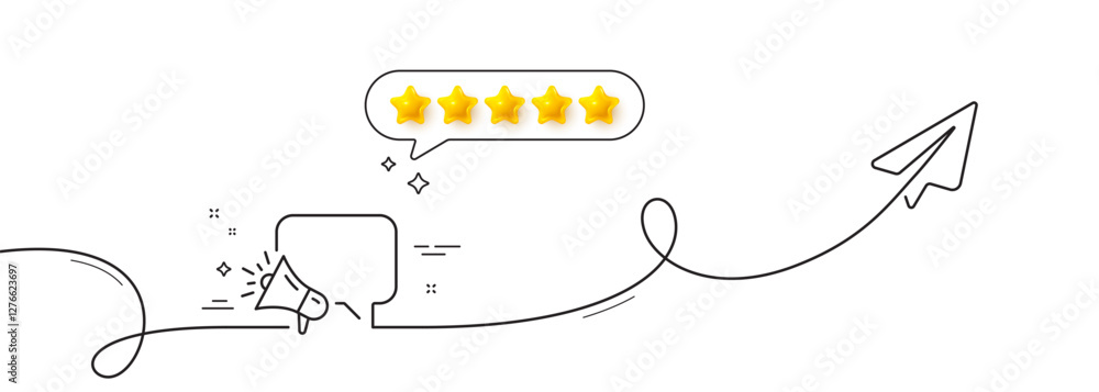 Aufkleber megaphone line icon. continuous line with share plane. advertisement device symbol. brand ambassador