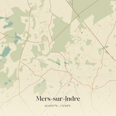 Fototapeta premium Vintage map of Mers-sur-Indre, France.