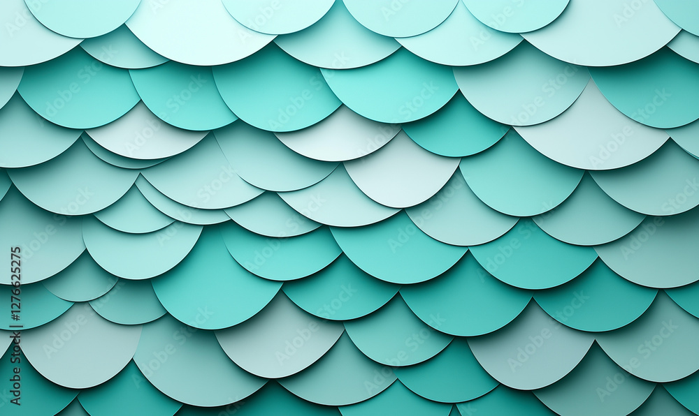 Poster dynamic abstract background of geometric scalloped shapes studio space digital art vibrant color pal