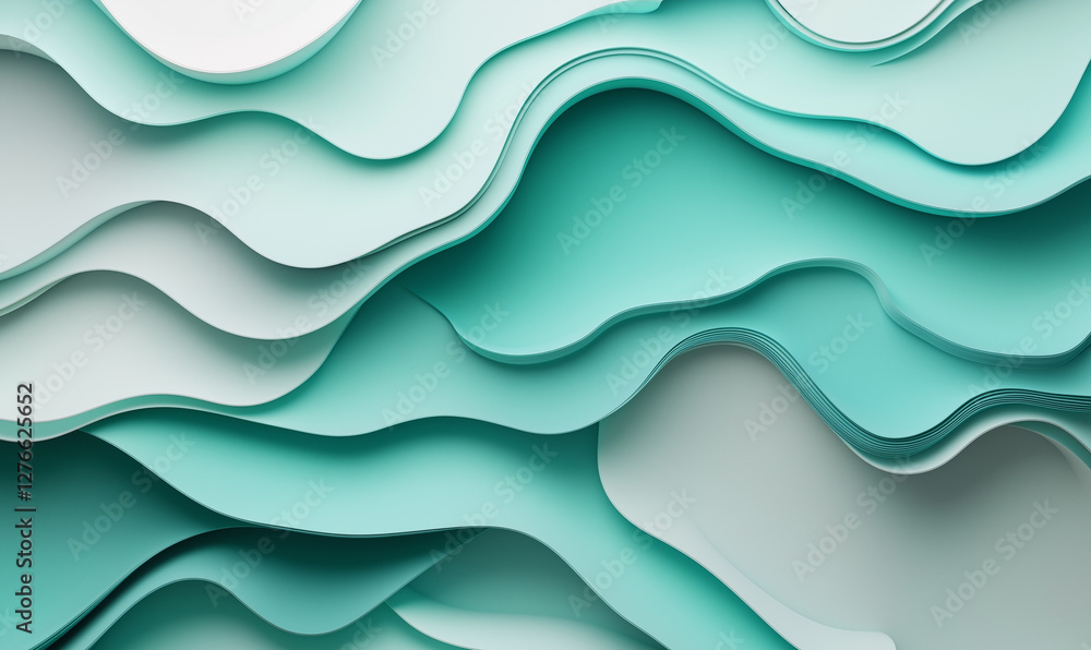 Poster dynamic flowing waves of colored paper studio abstract art creative background minimalist viewpoint 