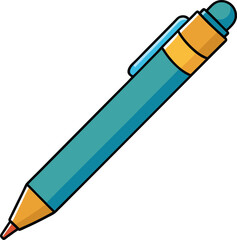 Pen vector illustration, ballpoint, fountain, ink writing tool, stationery icon, office supply, school equipment, sketching, drawing, isolated on white.