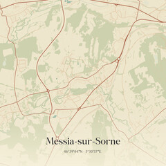 Fototapeta premium Vintage map of Messia-sur-Sorne, France.