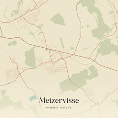 Obraz premium Vintage map of Metzervisse, France.