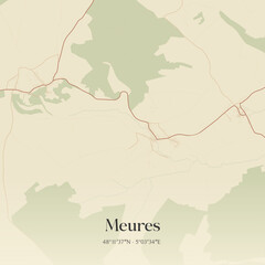 Obraz premium Vintage map of Meures, France.