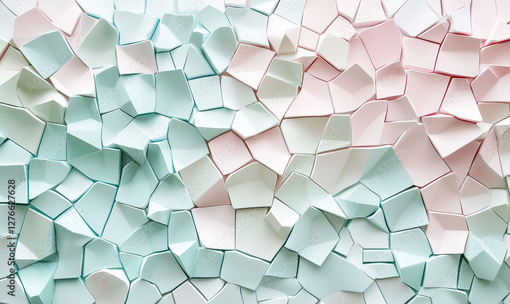 Poster abstract geometric polygonal shapes background creative studio digital art soft color palette aerial