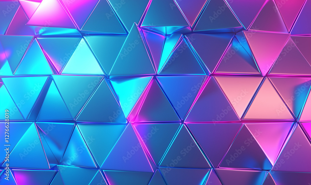Poster dynamic geometric polygonal shapes in vibrant colors abstract background with copy space futuristic 