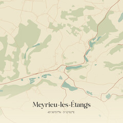 Fototapeta premium Vintage map of Meyrieu-les-Étangs, France.