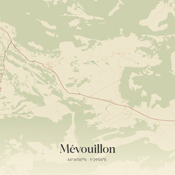 Vintage map of M&eacute;vouillon, France.
