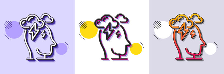 Stress line icon. Halftone dotted pattern. Gradient icon with grain shadow. Anxiety depression sign. Mental health symbol. Line stress icon. Various designs. Vector