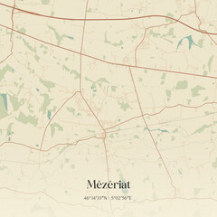 Fototapeta premium Vintage map of Mézériat, France.