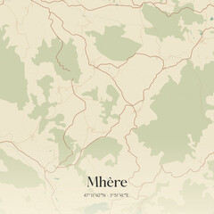 Obraz premium Vintage map of Mhère, France.