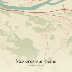 Obraz premium Vintage map of Mézières-sur-Seine, France.