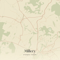 Fototapeta premium Vintage map of Millery, France.