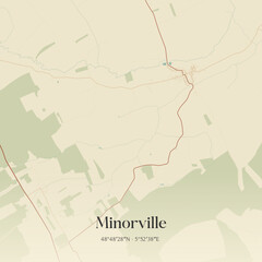 Fototapeta premium Vintage map of Minorville, France.