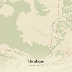 Obraz premium Vintage map of Mirabeau, France.