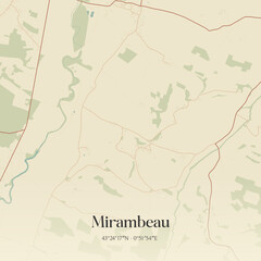 Obraz premium Vintage map of Mirambeau, France.